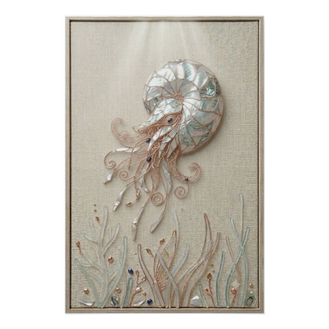 Poster Nautilus Shell Ocean Wall Art (Devant)