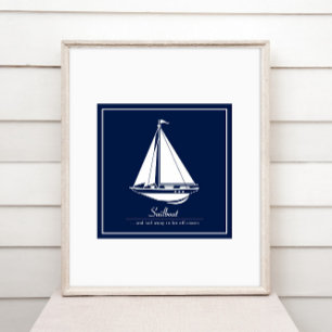 Poster nautique avec voilier - Personnaliser Texte