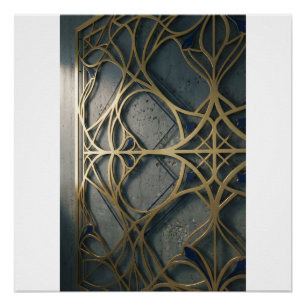 Poster Nautique Industriel Navy Profond Géométrique Abstr
