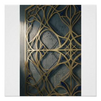 Poster Nautique Industriel Navy Profond Géométrique Abstr