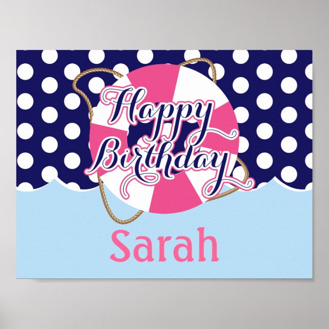 Poster Nautique, Personnalisé Anniversaire (Devant)