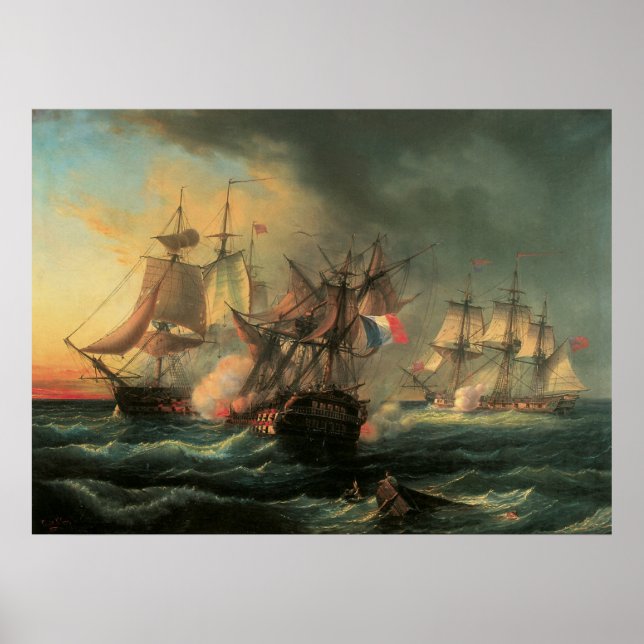 Poster Naval Combat - Rights of Man and Indefatigable (Devant)