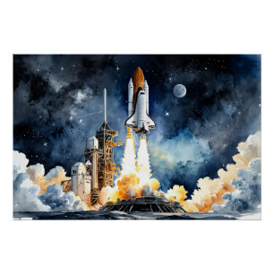 Poster Navette au décollage