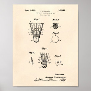 Poster Navette Pour Badminton 1927 Brevet Art Vieux Poivr