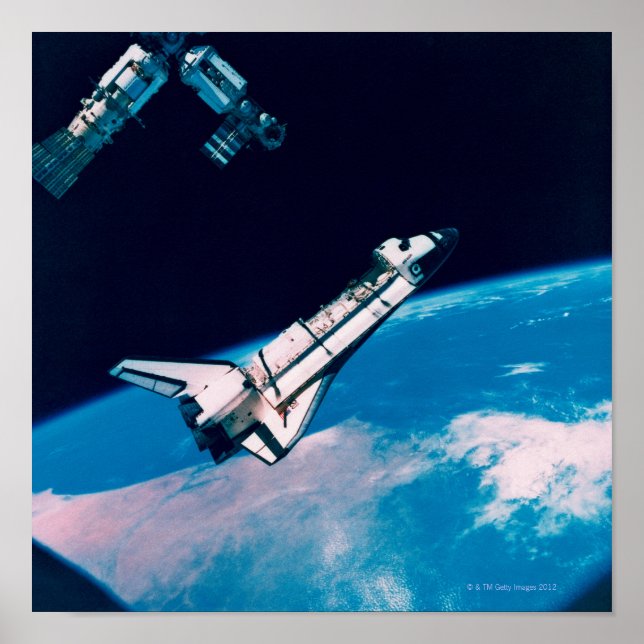 Poster Navette spatiale et gare en Orbit (Devant)