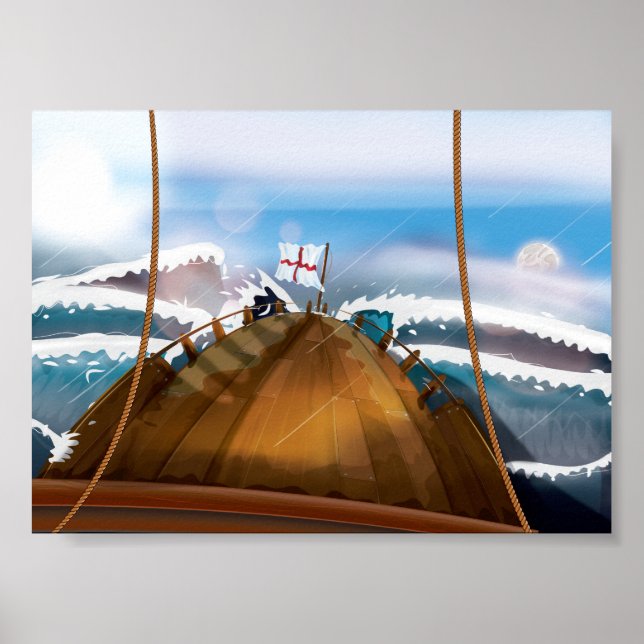 Poster Navire de tempête de l'océan Atlantique (Devant)