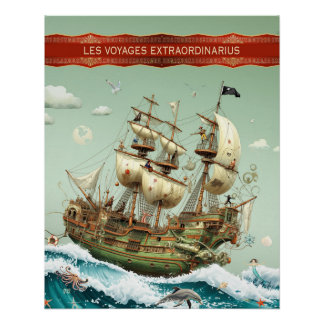 Poster Navire Pirate Tropical I Décor Mural Mer I Pirate