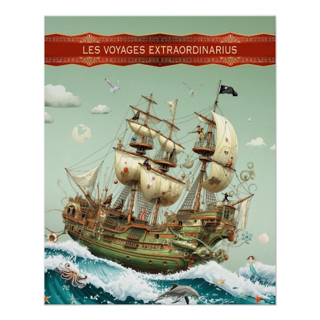 Poster Navire Pirate Tropical I Décor Mural Mer I Pirate  (Devant)