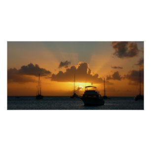Poster Navires et Sunset Tropical Seascape
