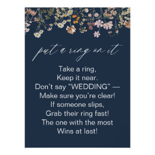 Poster Navy Blue Mettez un anneau sur elle Fête des marié