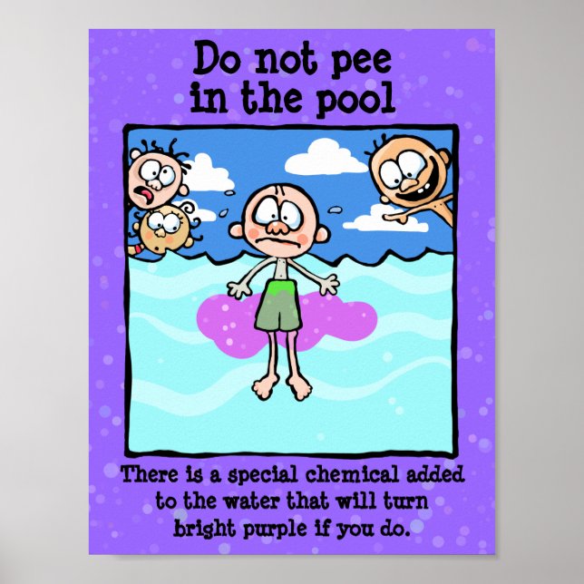 Poster Ne faites pas de PEE dans la piscine ! La honte es (Devant)