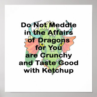 Poster Ne pas mêler tête de dragon noir