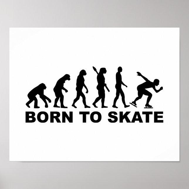Poster Né pour patiner évolution vitesse patinage (Devant)