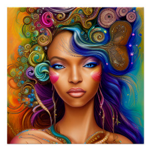 Poster Ne touchez pas mes cheveux Black Melanin Afro Quee