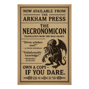 Poster Necronomicon - maintenant disponible sur Arkham Pr