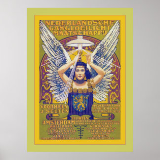 Poster Nederpayche Gasgloeilicht ~ Néerlandais Vintage