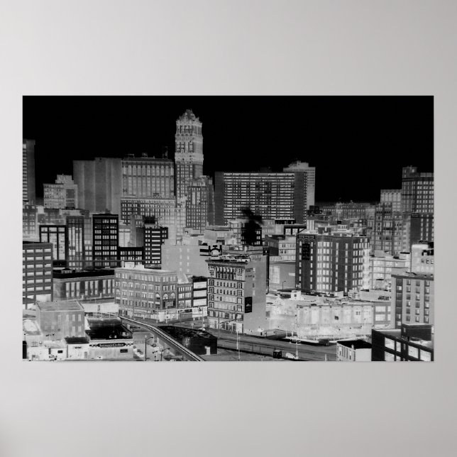 Poster négatif de Detroit Skyline (Devant)