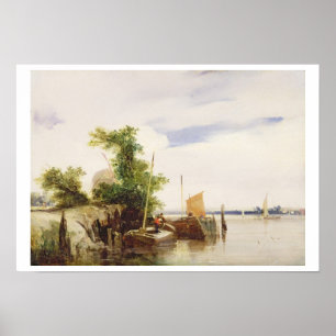 Poster Négociations sur une rivière, c.1825-26 (huile sur