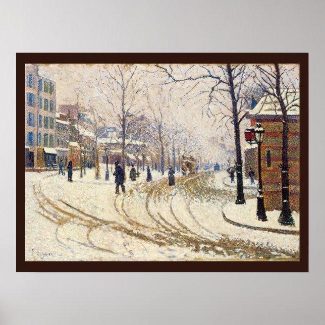 Poster Neige, Boulevard de Clichy, Paris par Paul Signac (Devant)