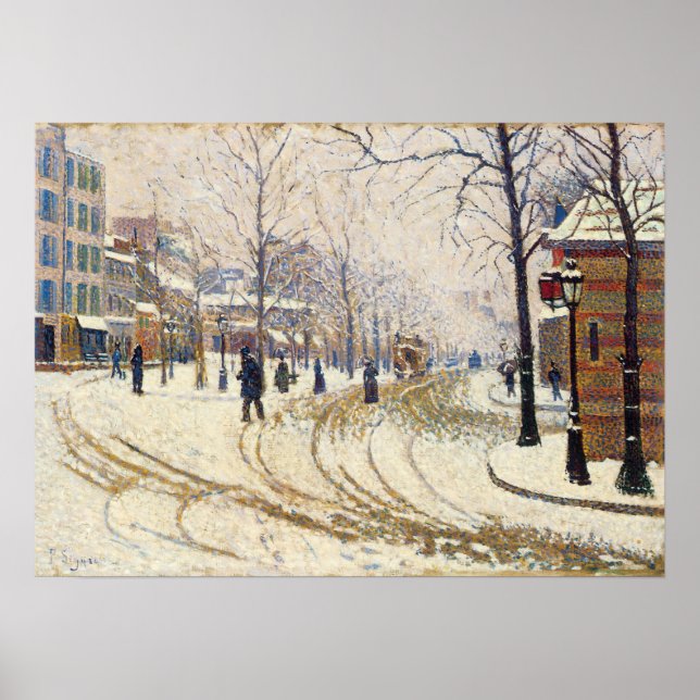 Poster Neige, Boulevard de Clichy, Paris par Paul Signac (Devant)