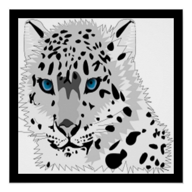 POSTER NEIGE LEOPARD ANIMAL (Devant)