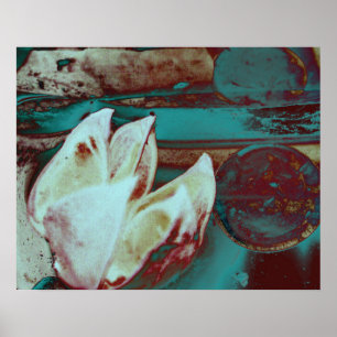 Poster Nénuphar artistique rouge et bleu