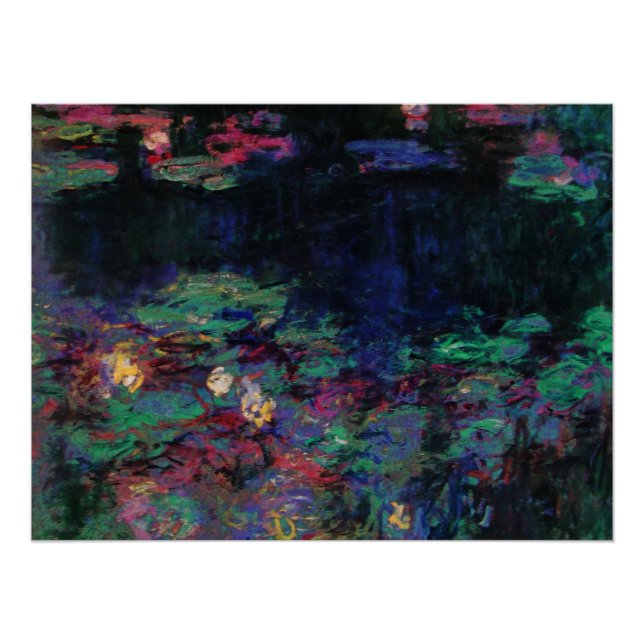 Poster NÉNUPHARS ÉTANG VERT Claude Monet Fleurs Sombres (Devant)