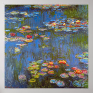 Poster Nénuphars par Claude Monet, Vintage Nature Art