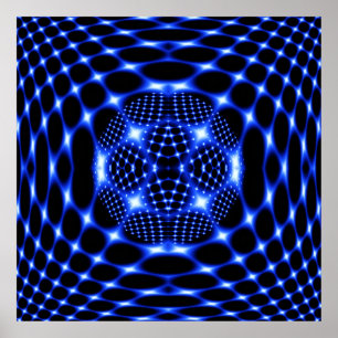 Poster Neon blue glob fractal