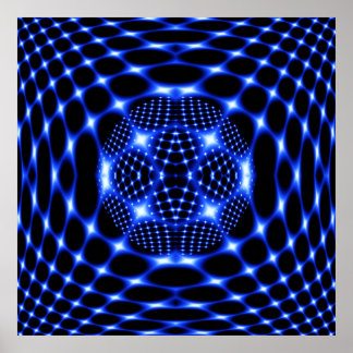 Poster Neon blue glob fractal