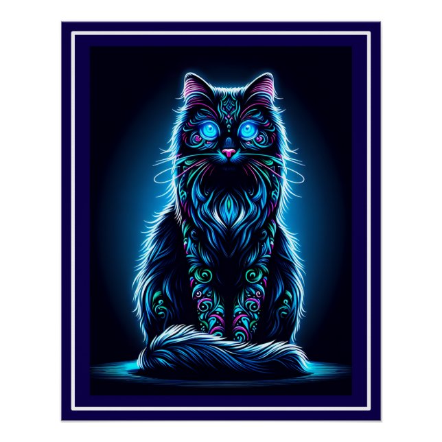 Poster Neon Cat Vivid Arrière - plan-97948 (Devant)