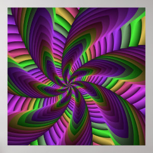 Poster Neon Colors Flash Fou Colorful Motif fractal color