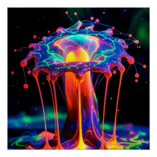 Poster Neon Cosmic Splash – Vibrant Abstract Fantasy Art