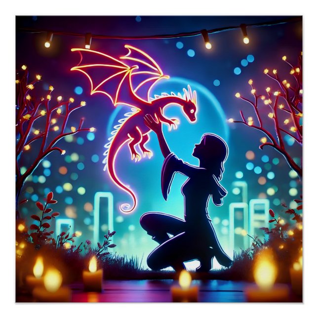 Poster  neon dragon trainer (Devant)