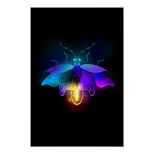 Poster Neon Firefly sur noir (Devant)