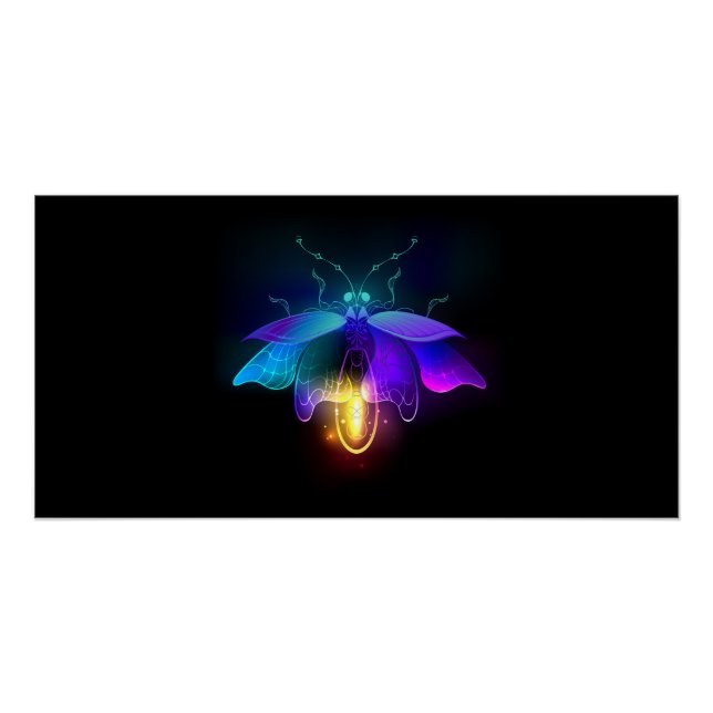 Poster Neon Firefly sur noir (Devant)