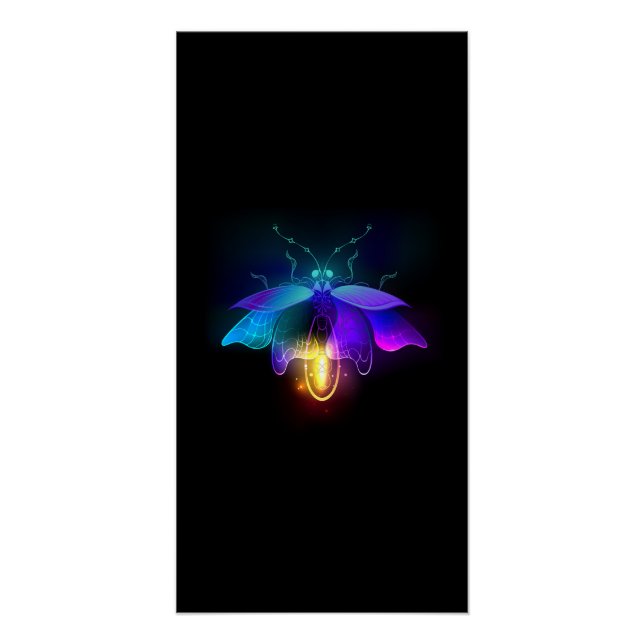 Poster Neon Firefly sur noir (Devant)