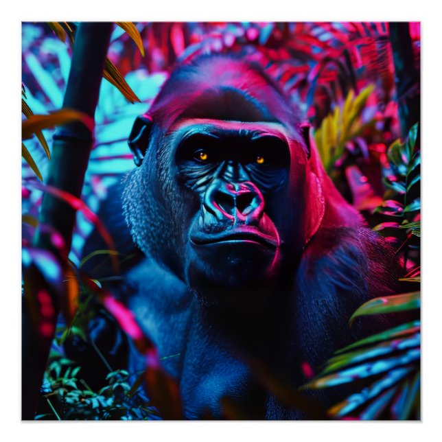Poster Neon Gorilla (Devant)