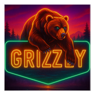 Poster Neon Grizzly