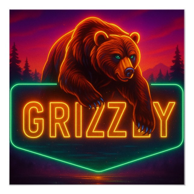 Poster Neon Grizzly (Devant)