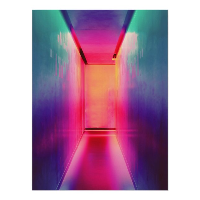 Poster Neon Liminal Hallway (Devant)
