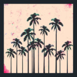 Poster Neon Lined Black Palm Trees on Peach Horizon<br><div class="desc">This cool and pretty neon pink and teal lined black palm tree silhouettes on grungy peach is perfect for the trendy and stylish woman. C'est exotic and tropical effect is popular for the season.</div>