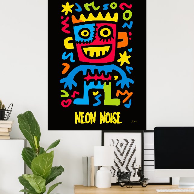 Poster Neon Monster - Art pop Halloween Design (Bureau à domicile)