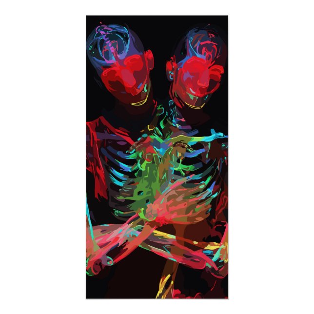 Poster Neon Skeleton Embrasser Art Fusion (Devant)