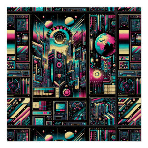 Poster Neon Tech Odyssey