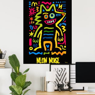 Poster Neon Wolf - Art pop Halloween Design