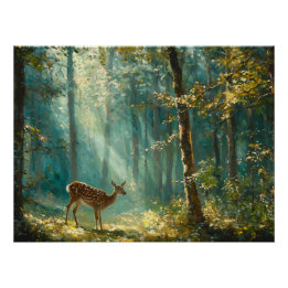 Poster Nettoyage de forêts calmes avec un pâturage de cer