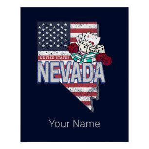Poster Nevada United States Retro Map Vintage USA Casino