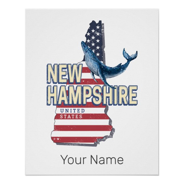 Poster New Hampshire États-Unis Retro State Map (Devant)