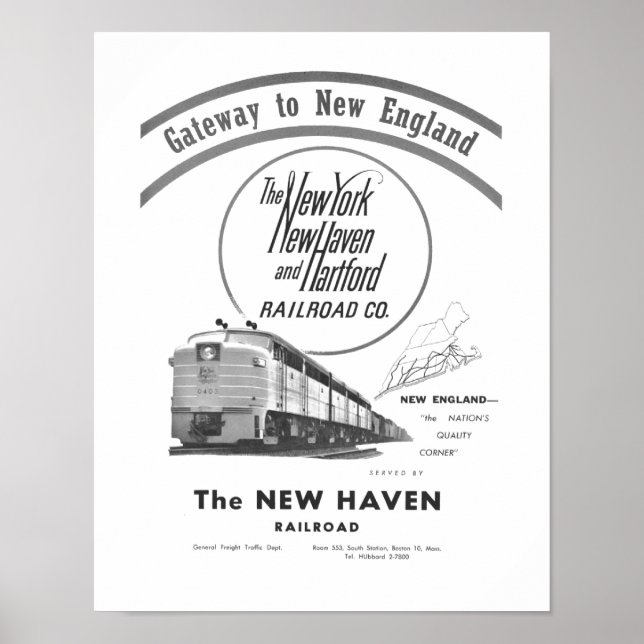 Poster New Haven Railroad-Gateway Vers La Nouvelle-Anglet (Devant)